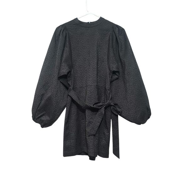 Samsoe & Samsoe Harriet Short One-Piece Romper Medium Black NWT Puff Sleeve - Picture 4 of 7